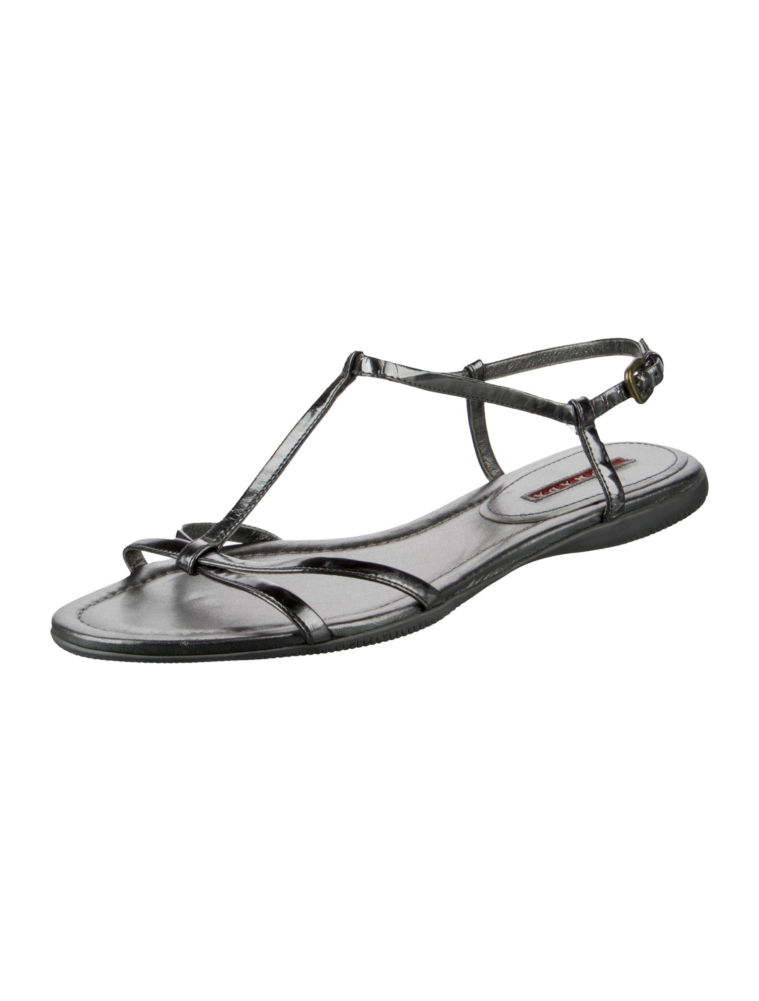 Prada Sport Patent Leather T-Strap Sandals