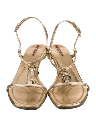 Prada Sport Leather T-Strap Sandals