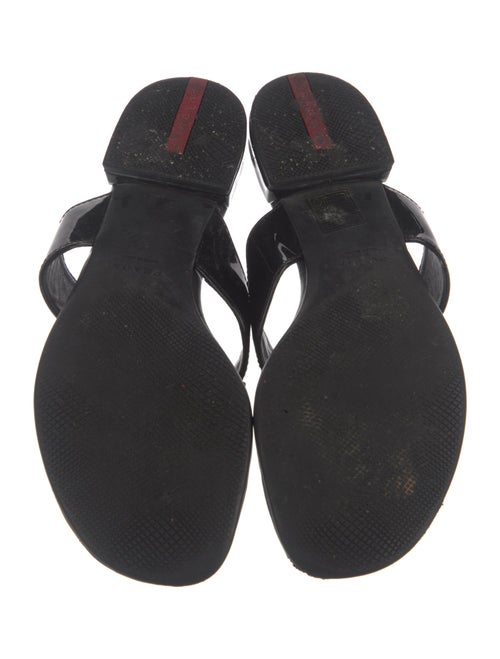Prada Sport Patent Leather Chain-Link Accents Flip Flops