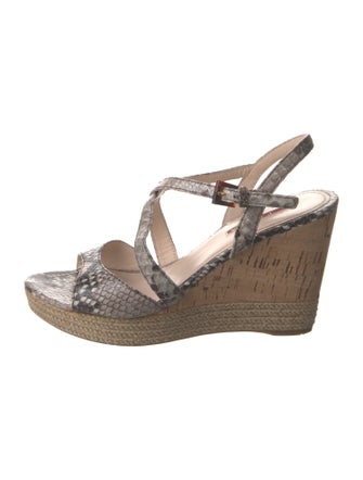 Prada Sport Embossed Leather Animal Print Slingback Sandals