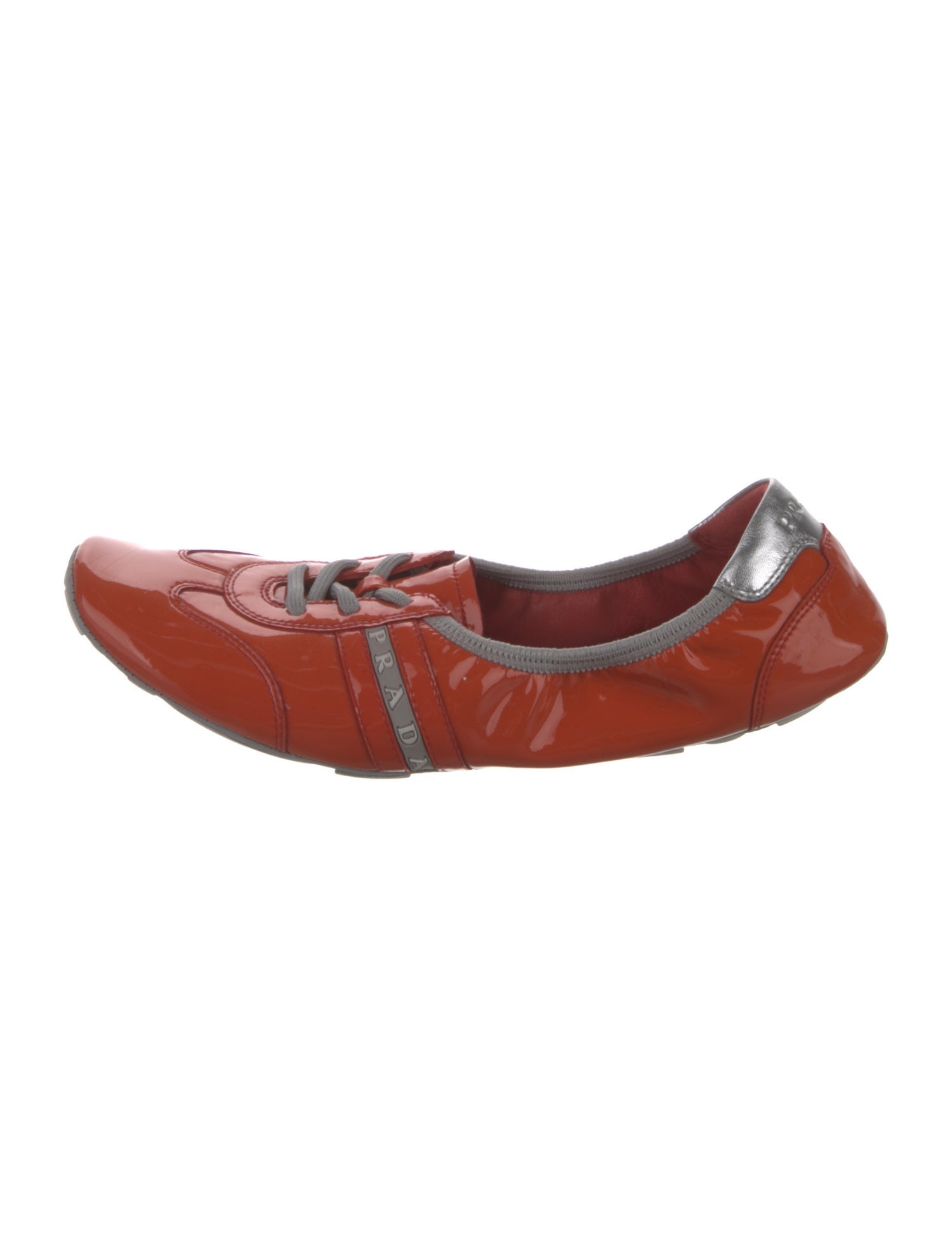 Prada Sport Patent Leather Colorblock Pattern Ballet Flats