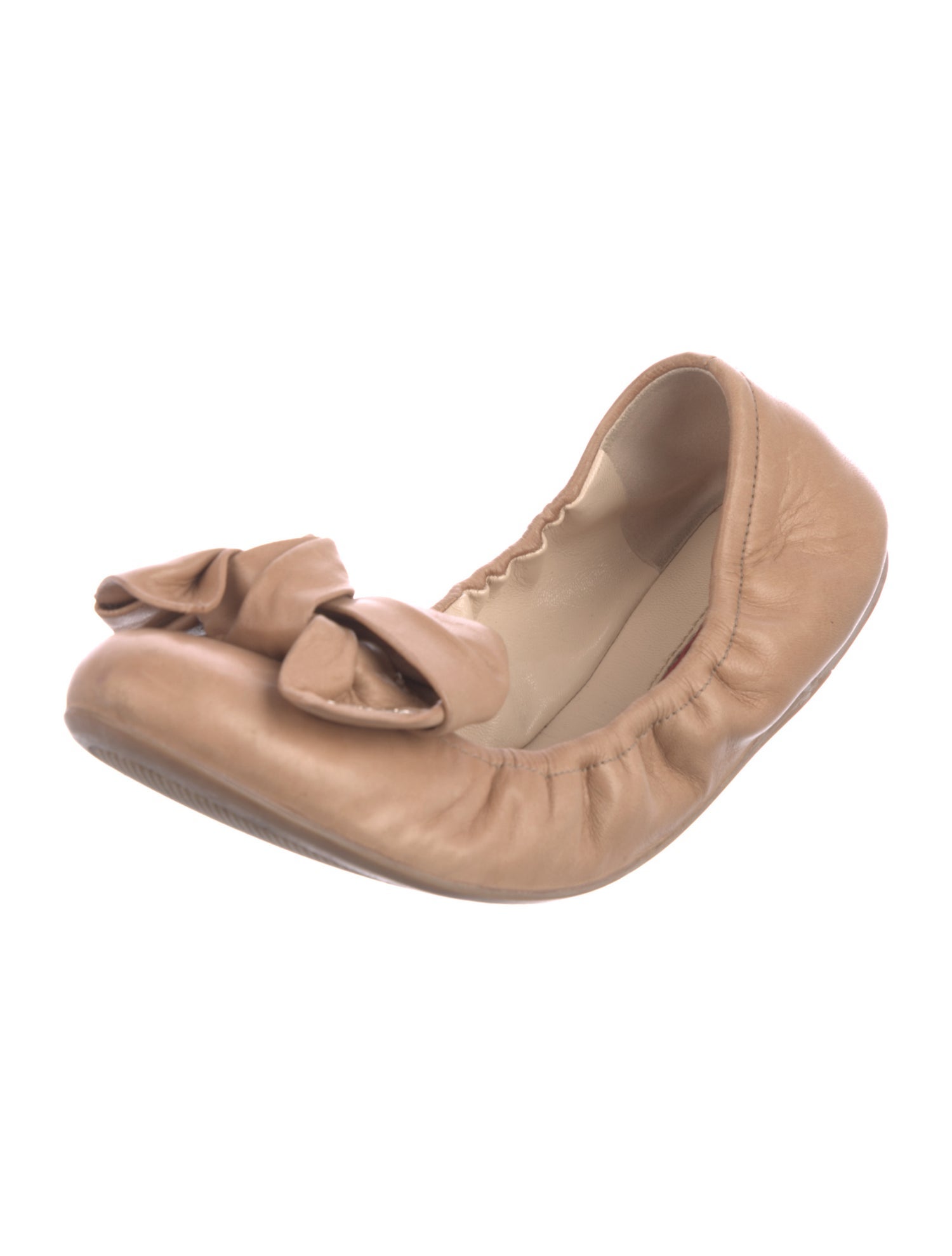 Prada Sport Leather Bow Accents Ballet Flats