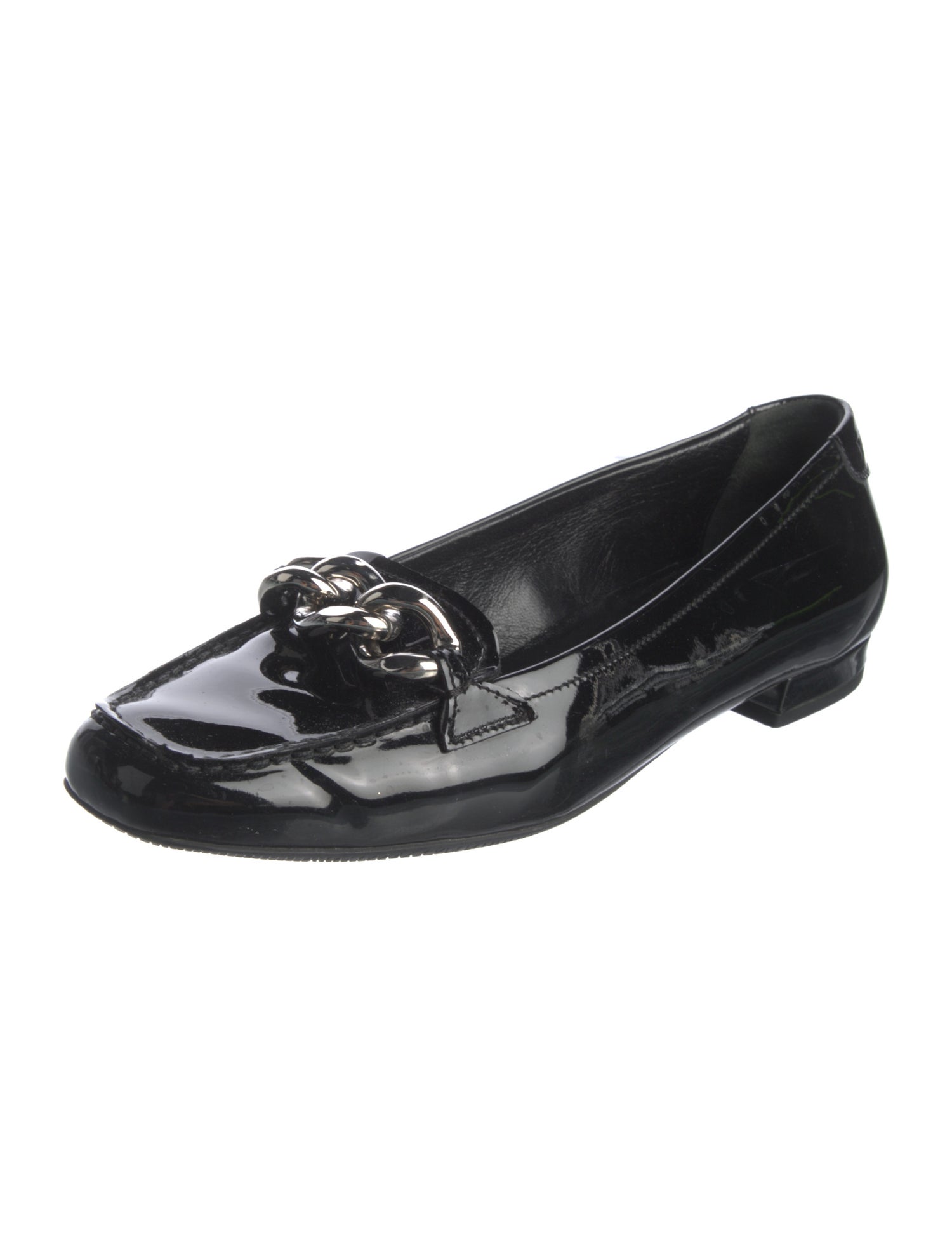 Prada Sport Patent Leather Chain-Link Accents Loafers