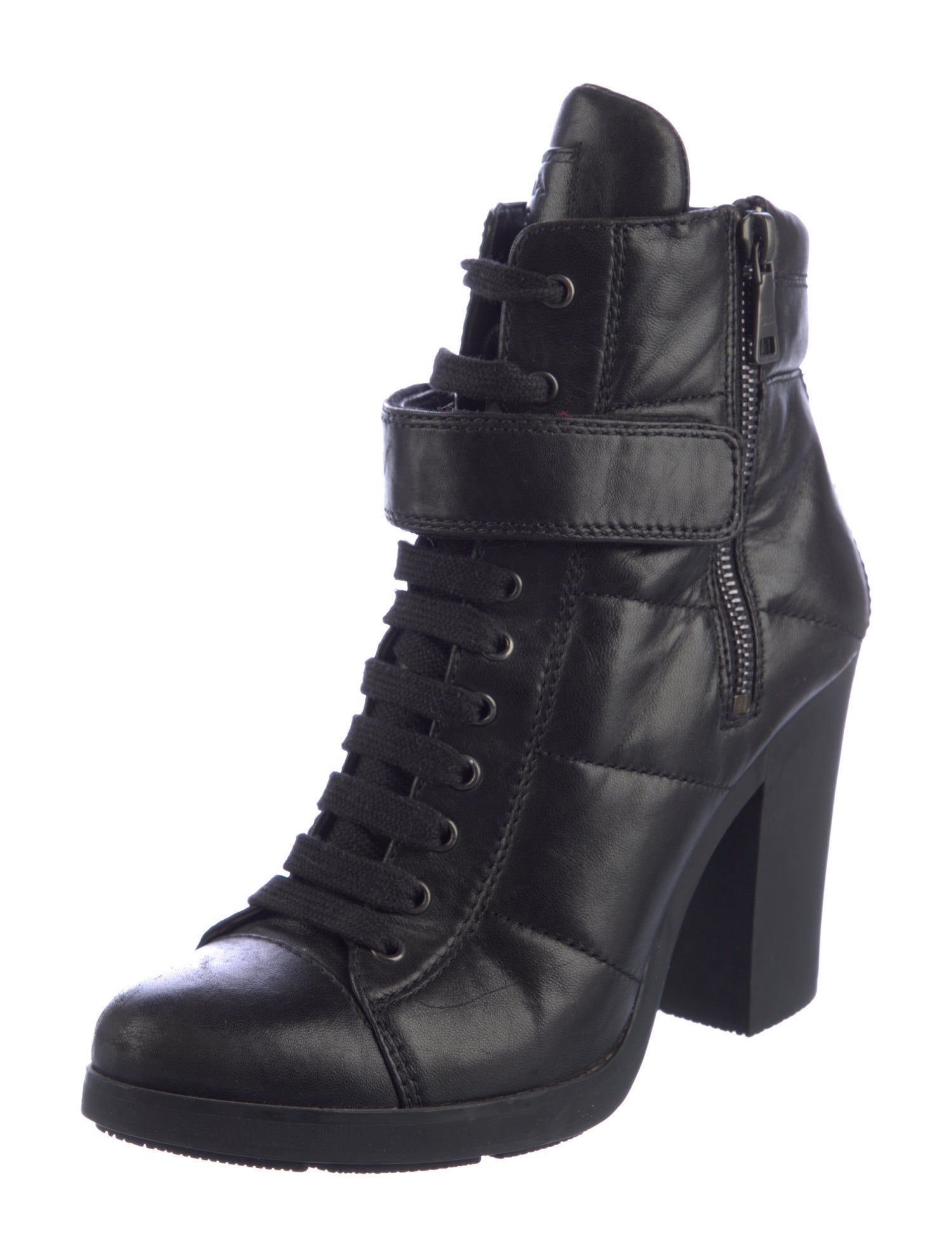 Prada Sport Leather Combat Boots