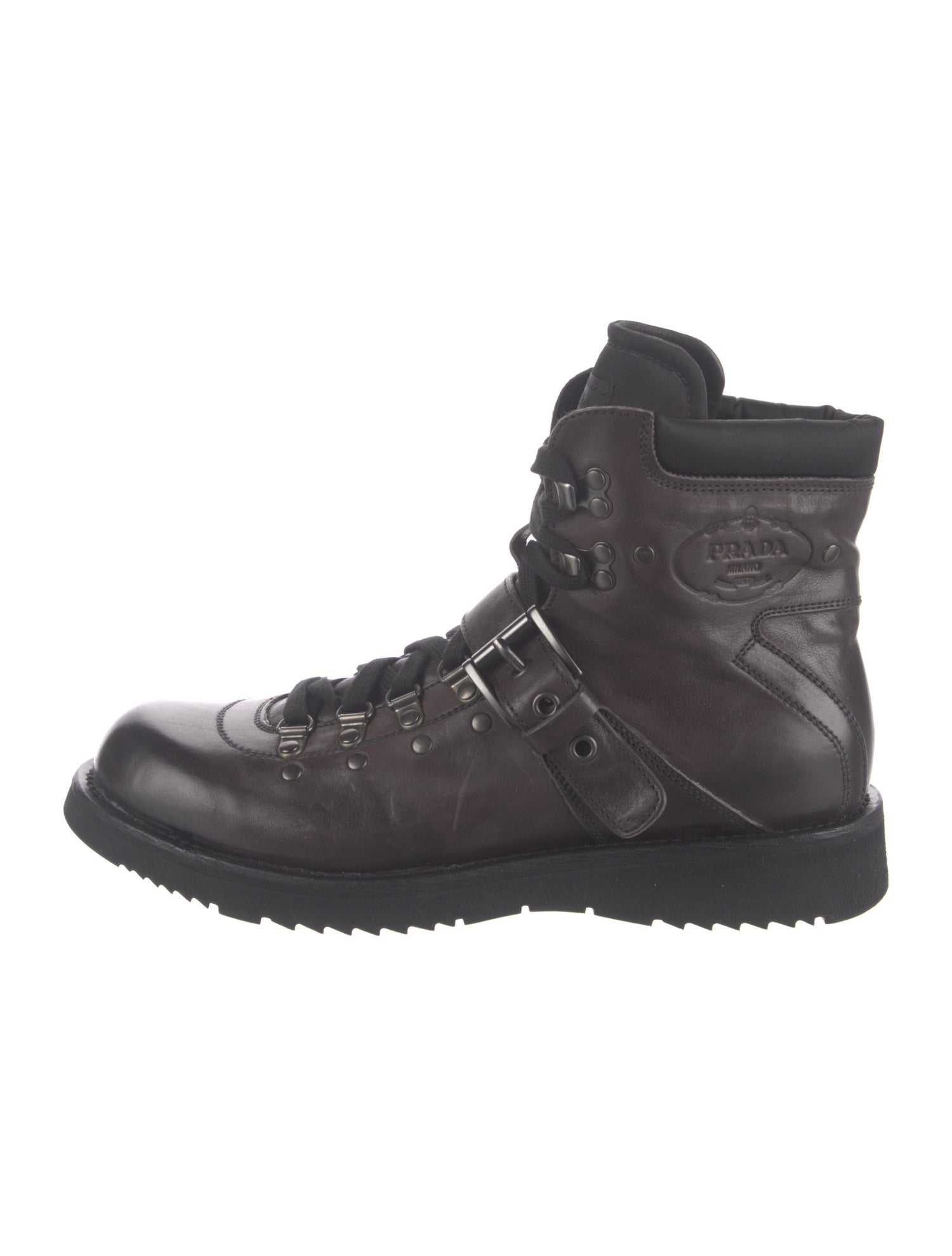 Prada Sport Leather Lace-Up Boots