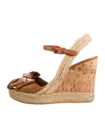 Prada Sport Leather Bow Accents Espadrilles