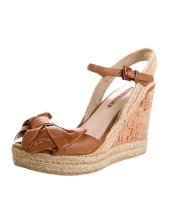 Prada Sport Leather Bow Accents Espadrilles
