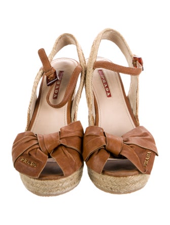 Prada Sport Leather Bow Accents Espadrilles