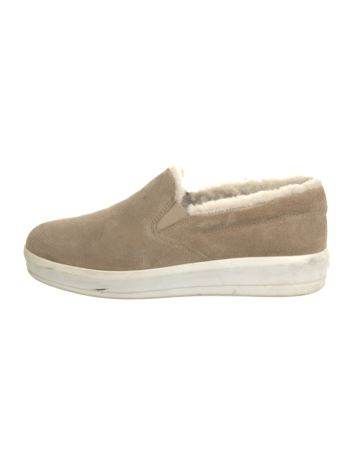 Prada Sport Suede Fur Trim Loafers