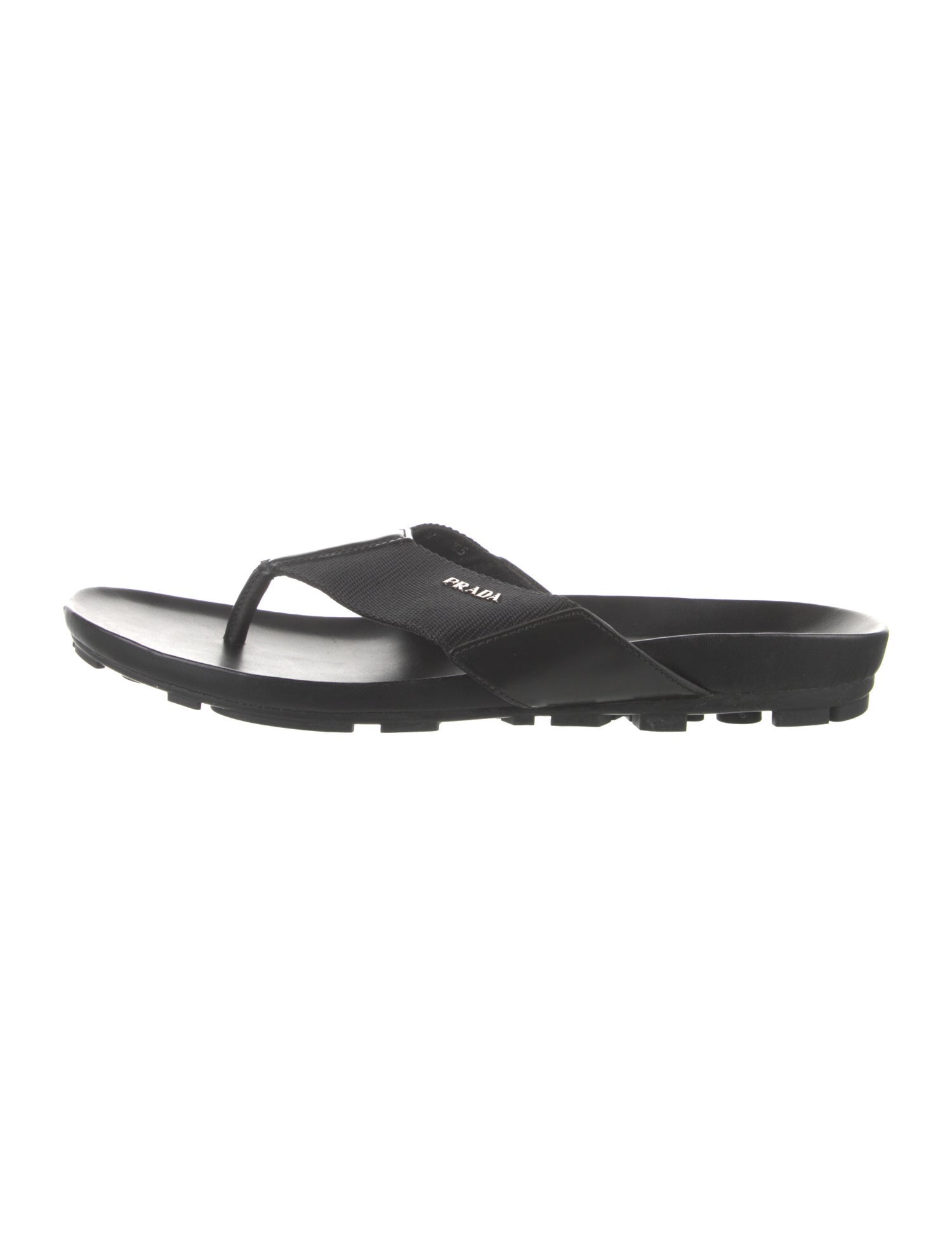 Prada Sport Leather Trim Embellishment Flip Flops