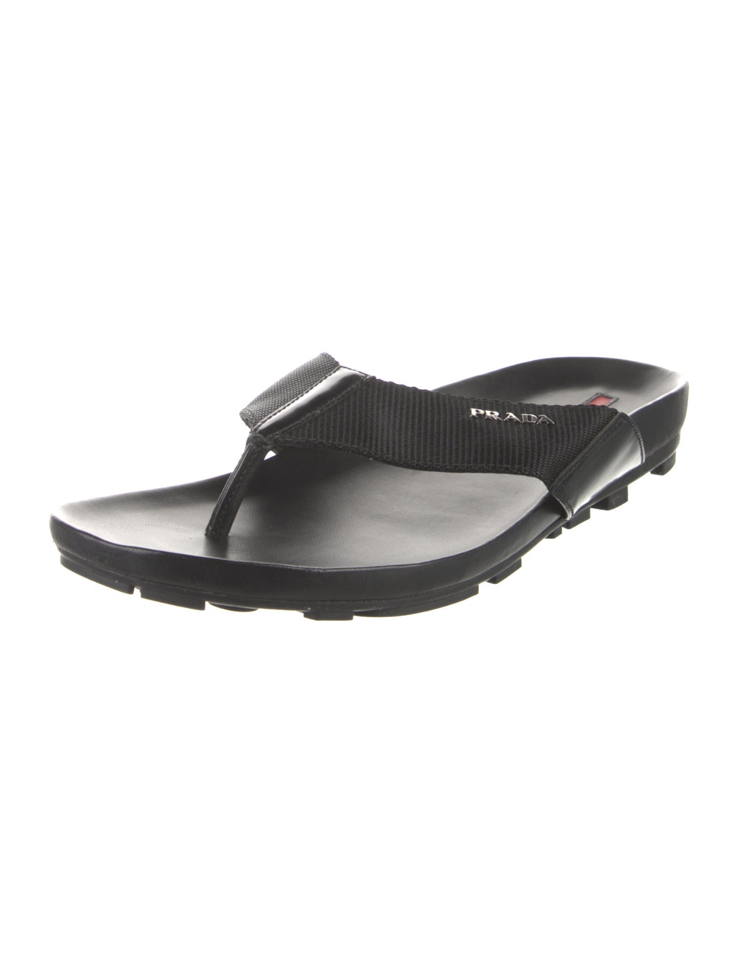 Prada Sport Leather Trim Embellishment Flip Flops