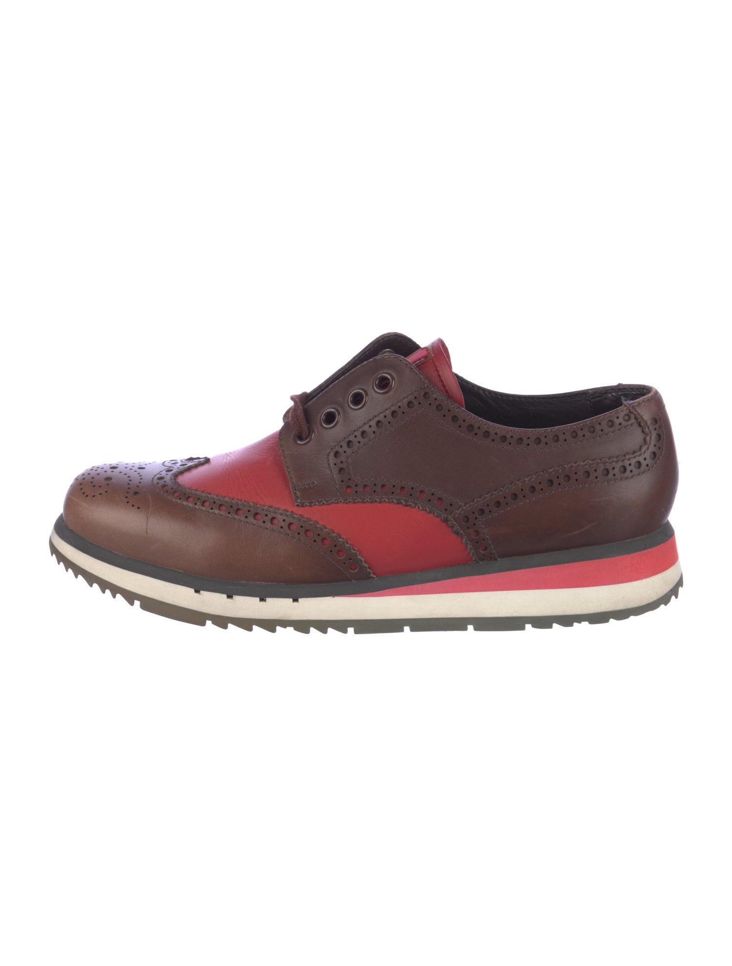Prada Sport Leather Colorblock Pattern Brogues