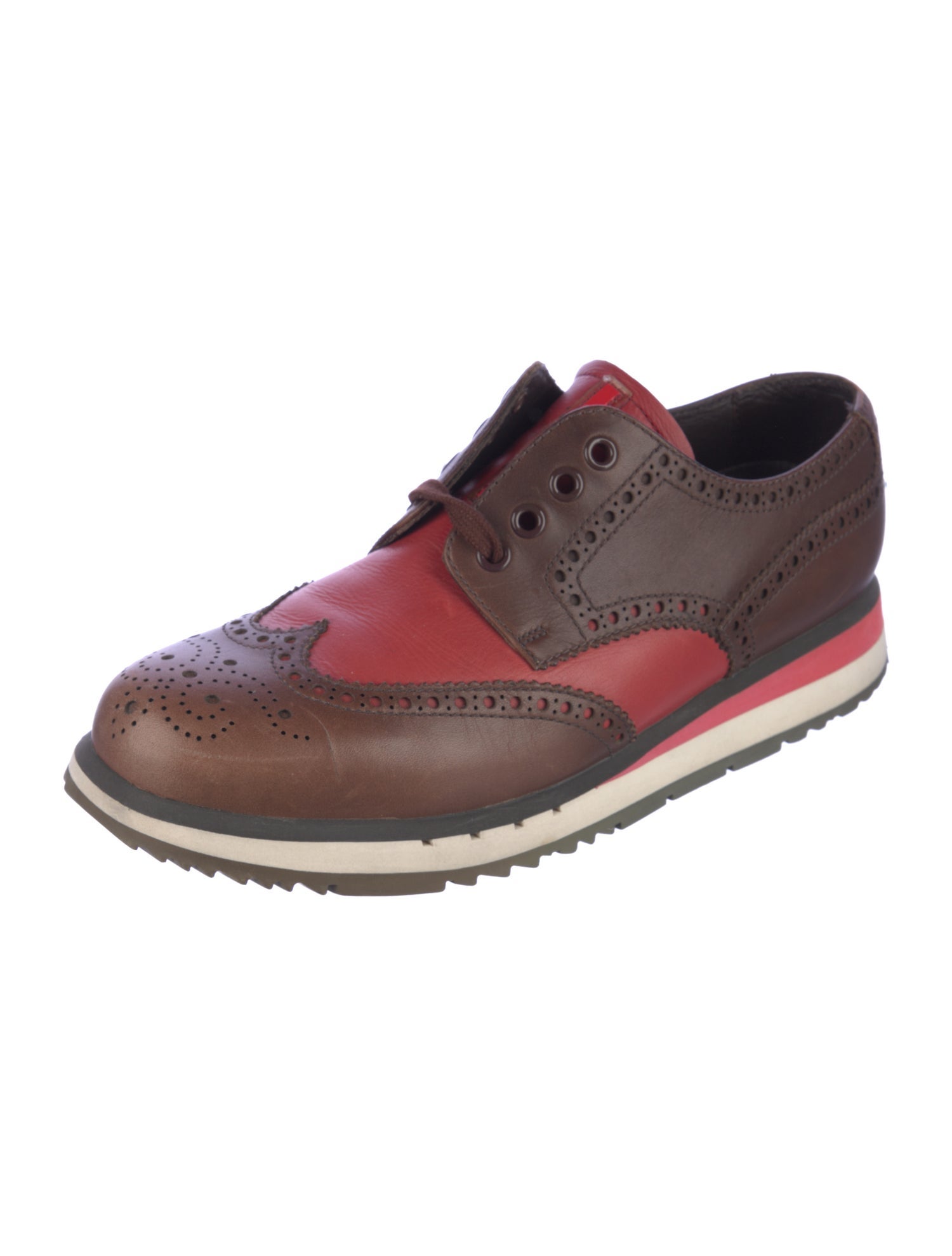 Prada Sport Leather Colorblock Pattern Brogues
