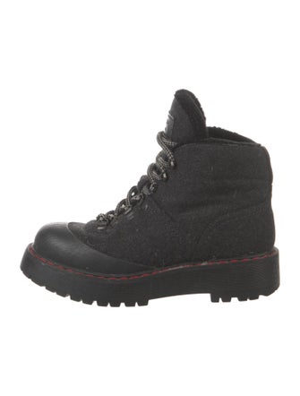 Prada Sport Wool Faux Fur Trim Combat Boots