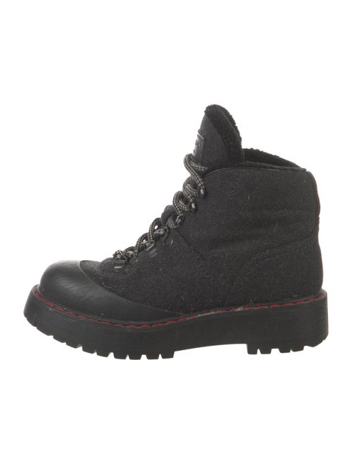 Prada Sport Wool Faux Fur Trim Combat Boots