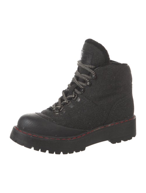 Prada Sport Wool Faux Fur Trim Combat Boots