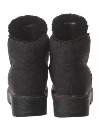 Prada Sport Wool Faux Fur Trim Combat Boots