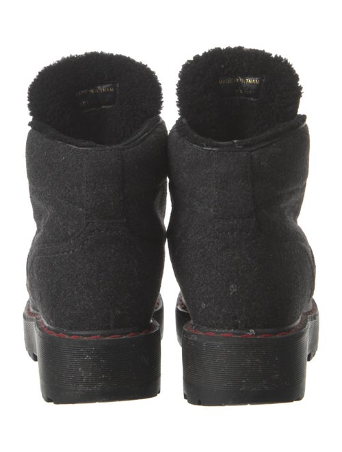 Prada Sport Wool Faux Fur Trim Combat Boots