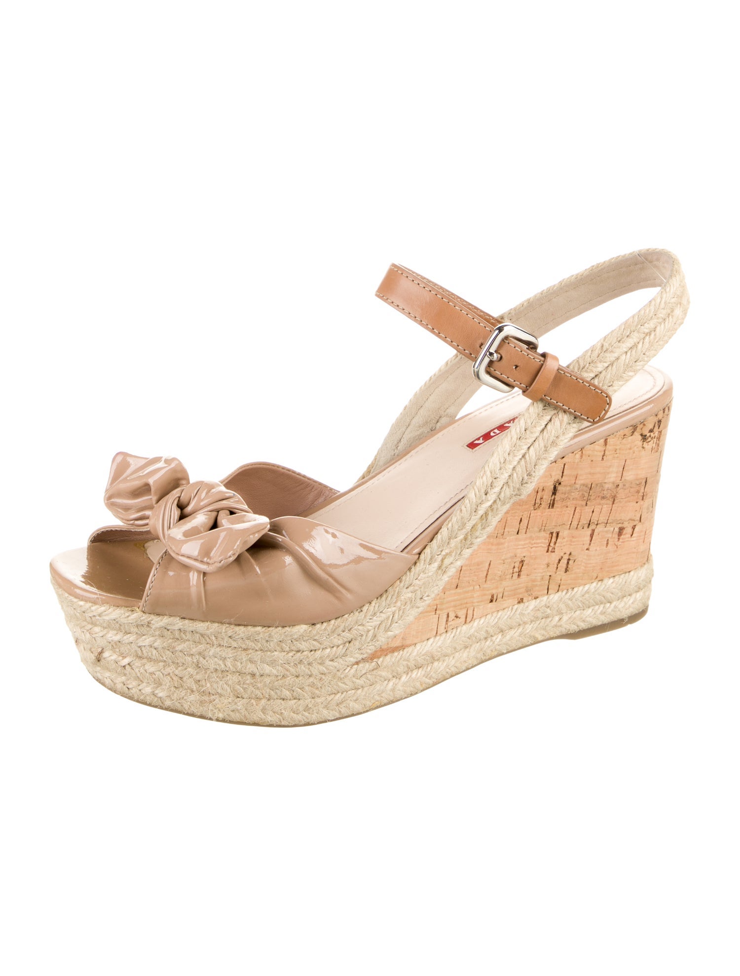 Prada Sport Patent Leather Bow Accents Espadrilles