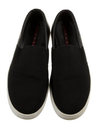 Prada Sport Canvas Leather Trim Embellishment Sneakers