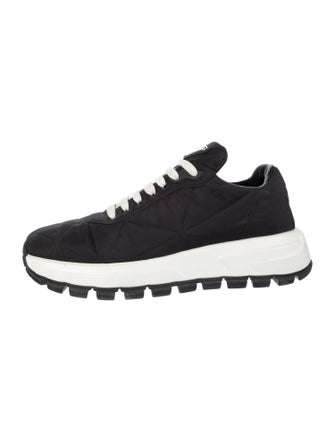 Prada Enameled Metal Triangle Nylon Sneakers