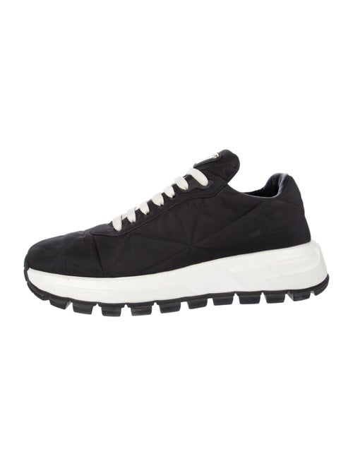 Prada Enameled Metal Triangle Nylon Sneakers
