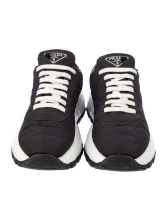 Prada Enameled Metal Triangle Nylon Sneakers