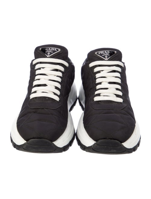 Prada Enameled Metal Triangle Nylon Sneakers