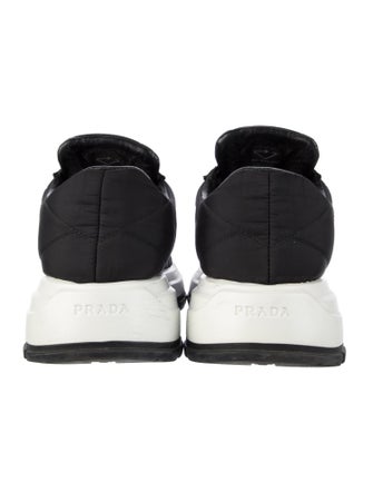 Prada Enameled Metal Triangle Nylon Sneakers