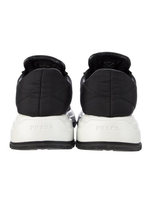 Prada Enameled Metal Triangle Nylon Sneakers