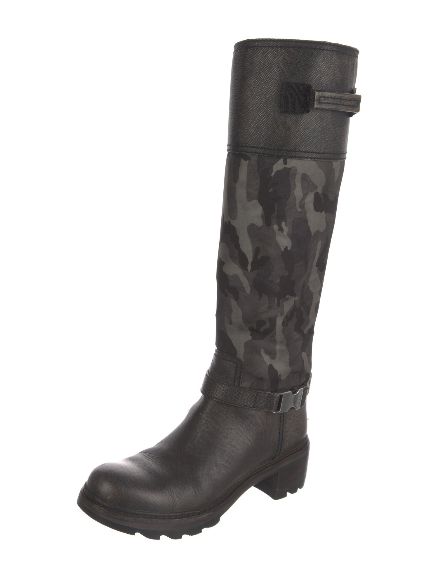Prada Sport Leather Printed Rain Boots
