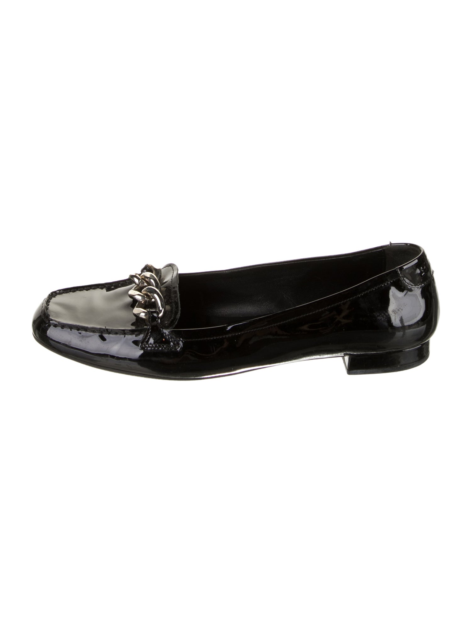 Prada Sport Patent Leather Chain-Link Accents Loafers