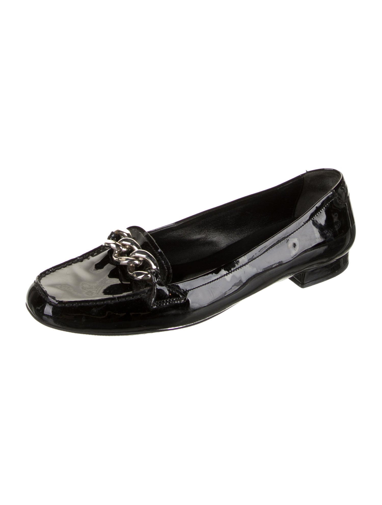 Prada Sport Patent Leather Chain-Link Accents Loafers