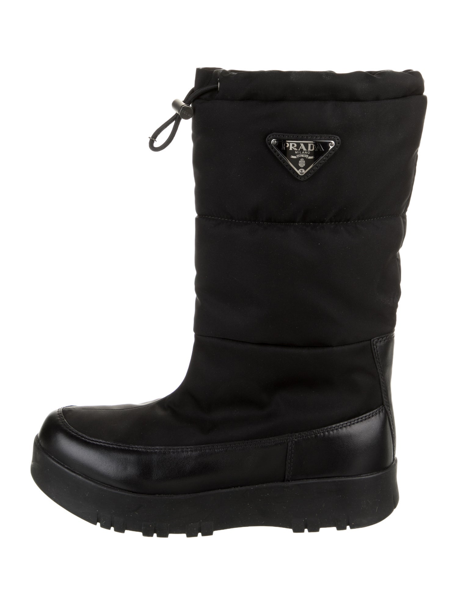 Prada Sport Enameled Metal Triangle Nylon Rain Boots