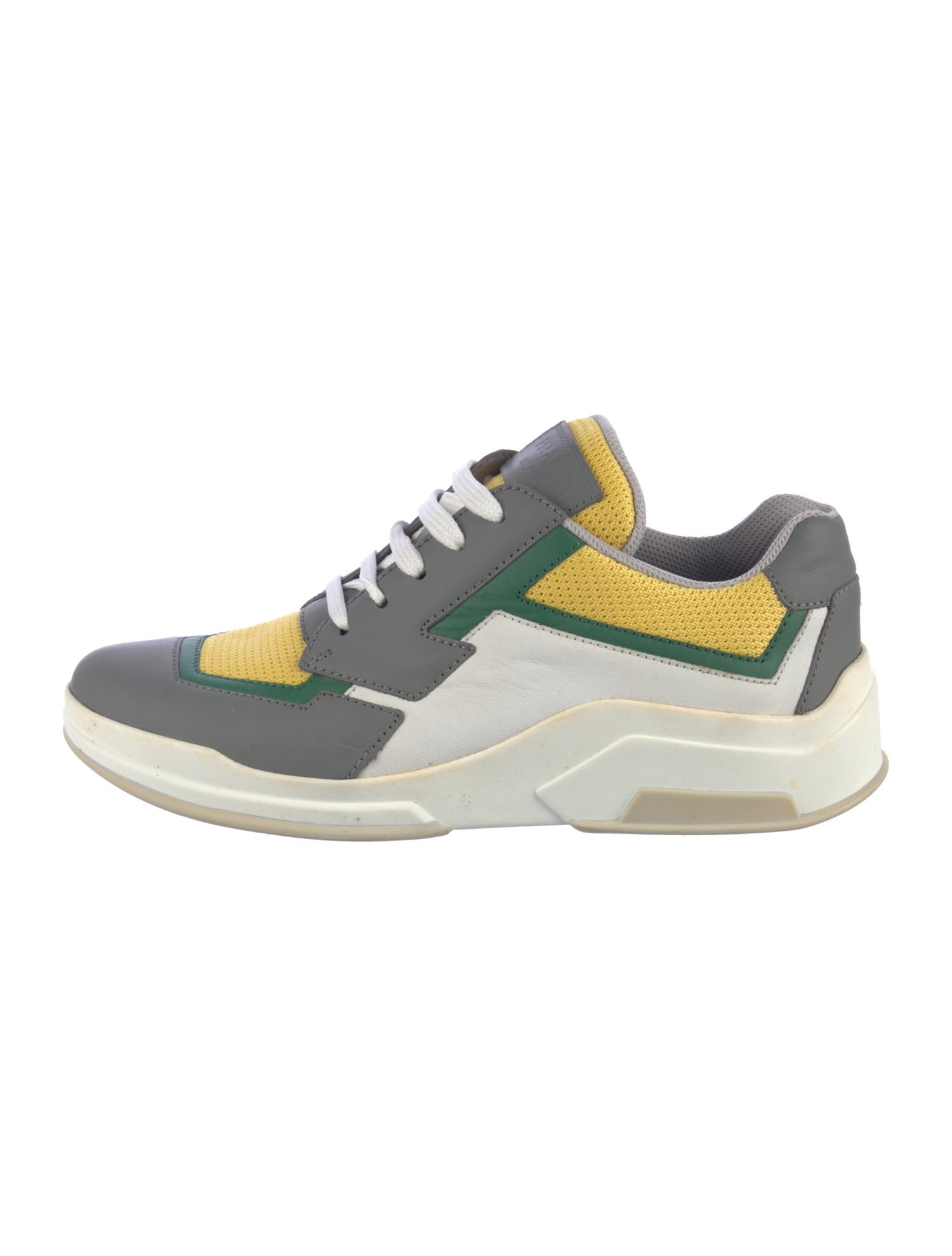 Prada Sport Leather Colorblock Pattern Sneakers