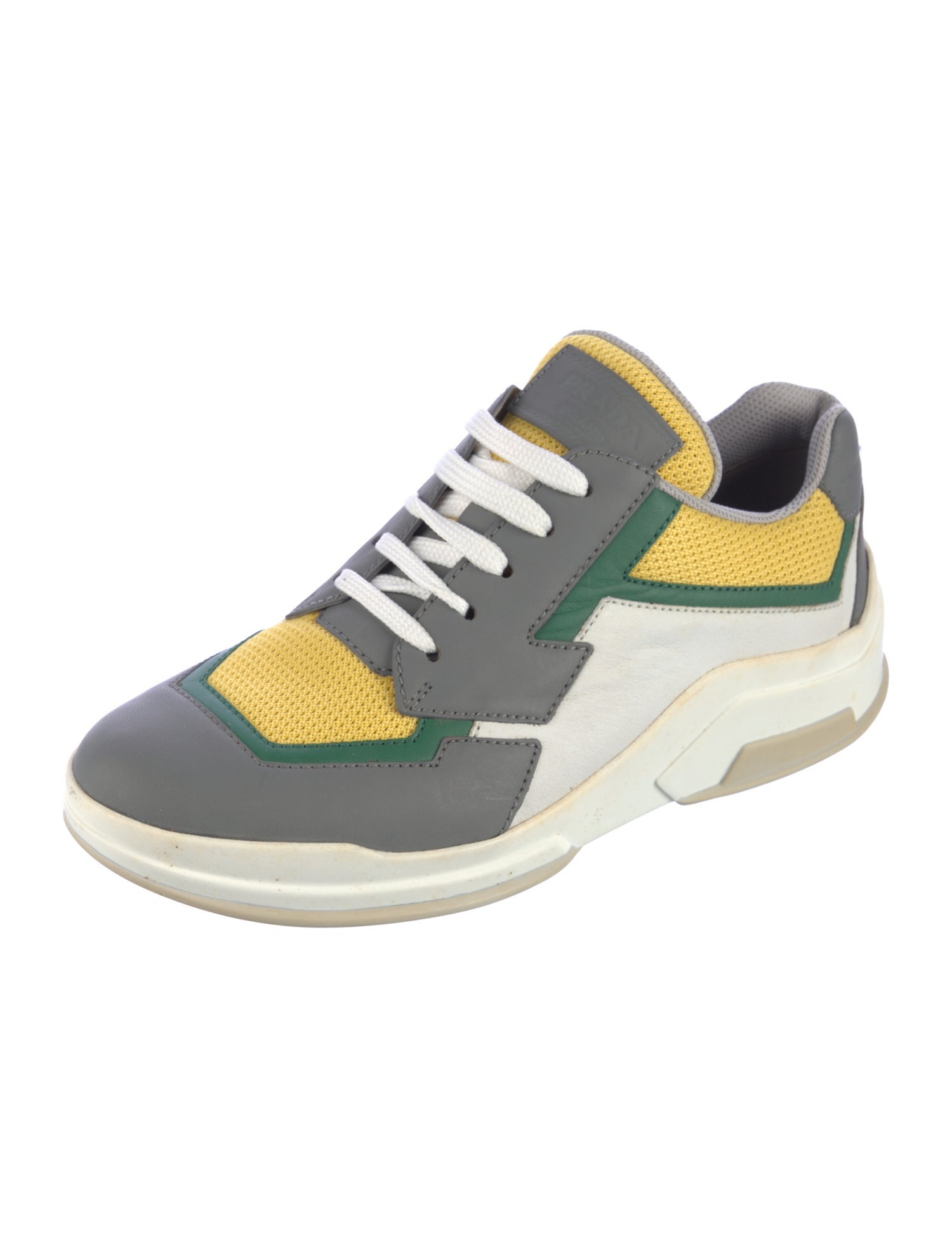 Prada Sport Leather Colorblock Pattern Sneakers