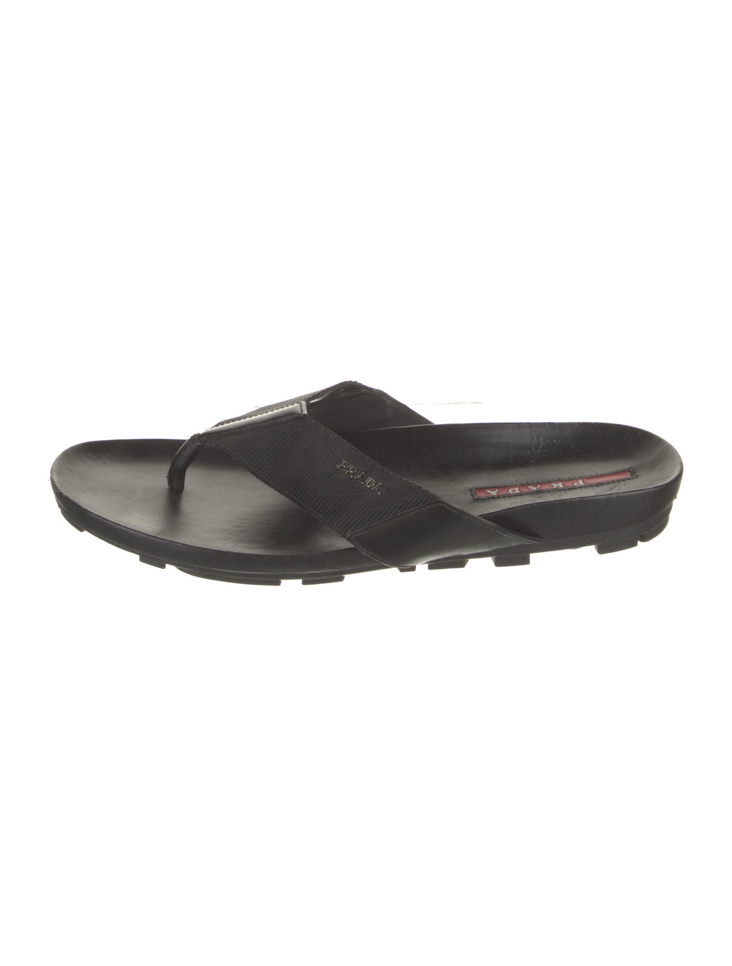 Prada Sport Leather Leather Trim Embellishment Flip Flops