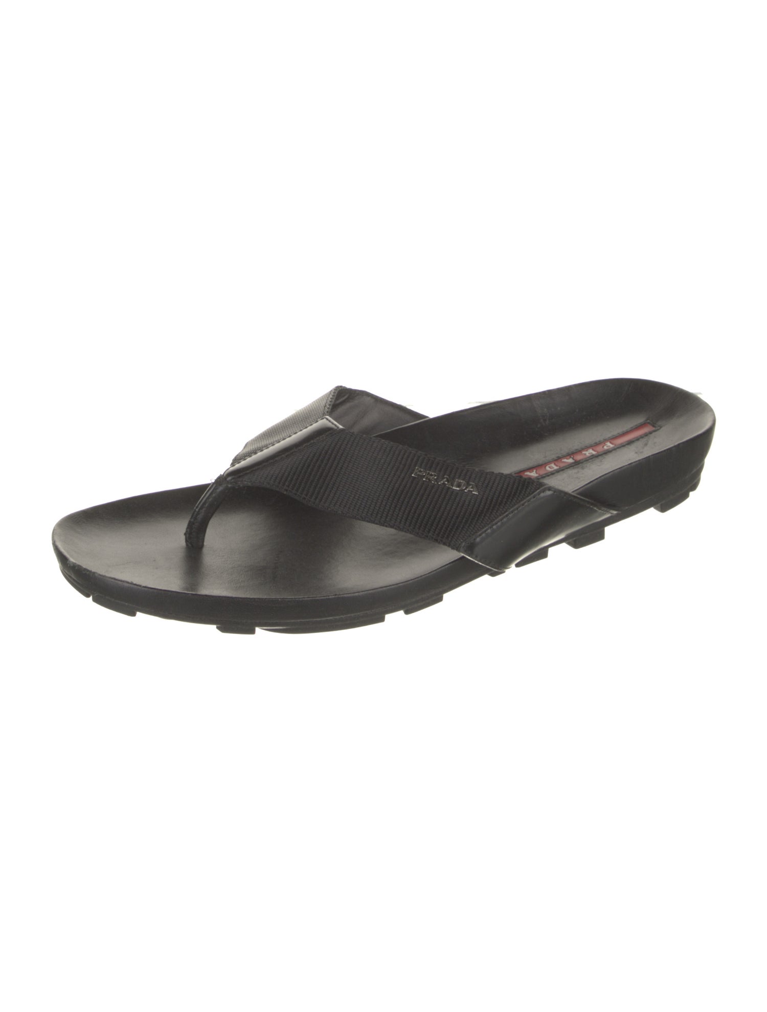 Prada Sport Leather Leather Trim Embellishment Flip Flops