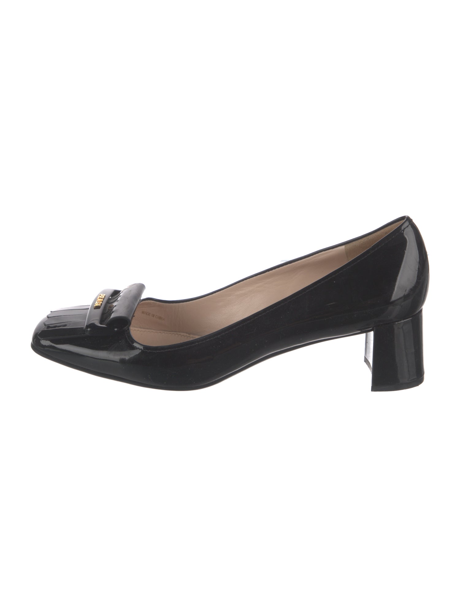 Prada Sport Patent Leather Fringe Trim Accent Pumps