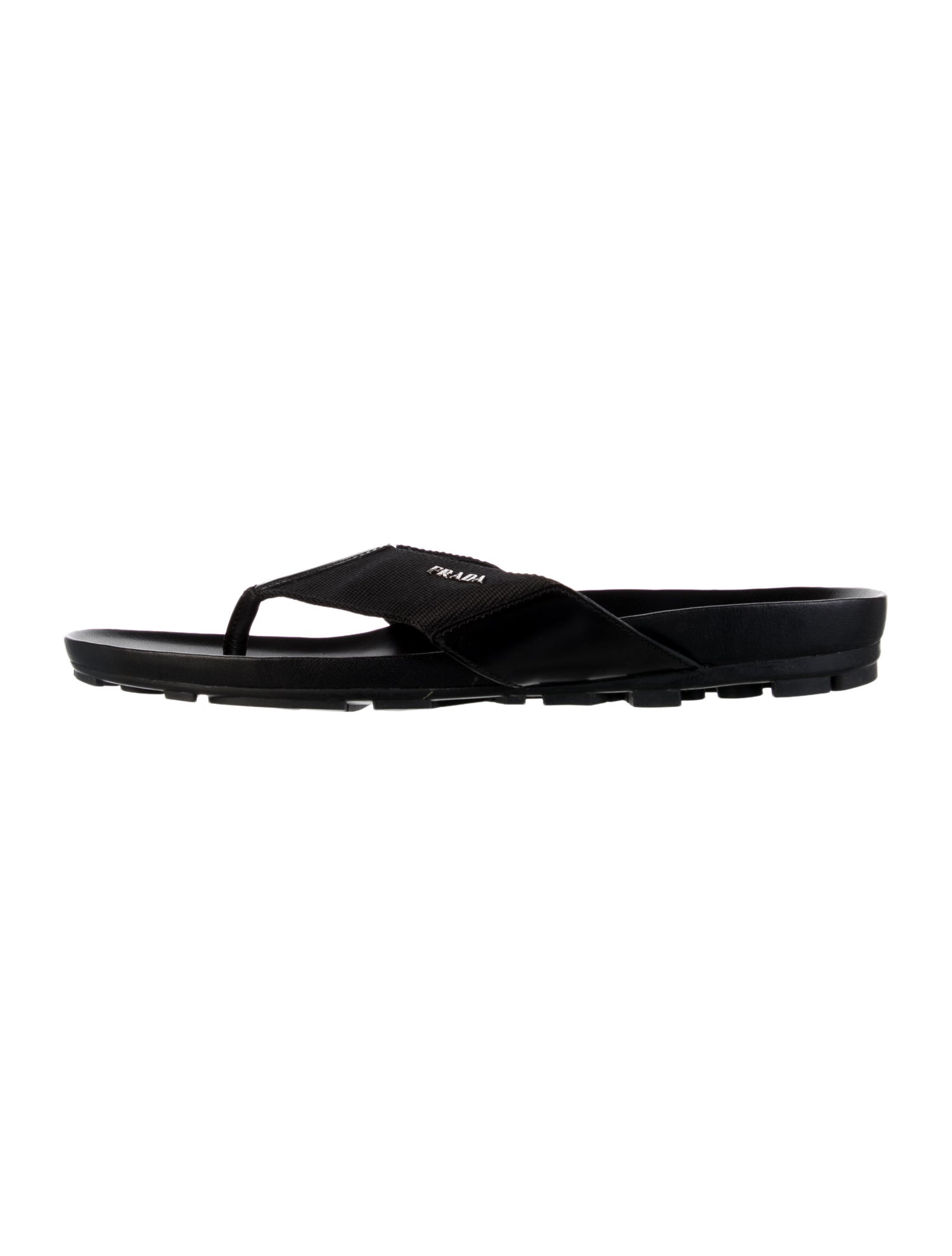 Prada Sport Signature Logo Leather Flip Flops