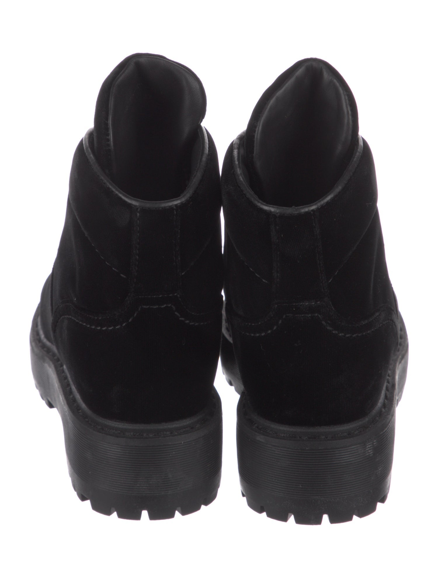 Prada Sport Velvet Leather Trim Embellishment Combat Boots