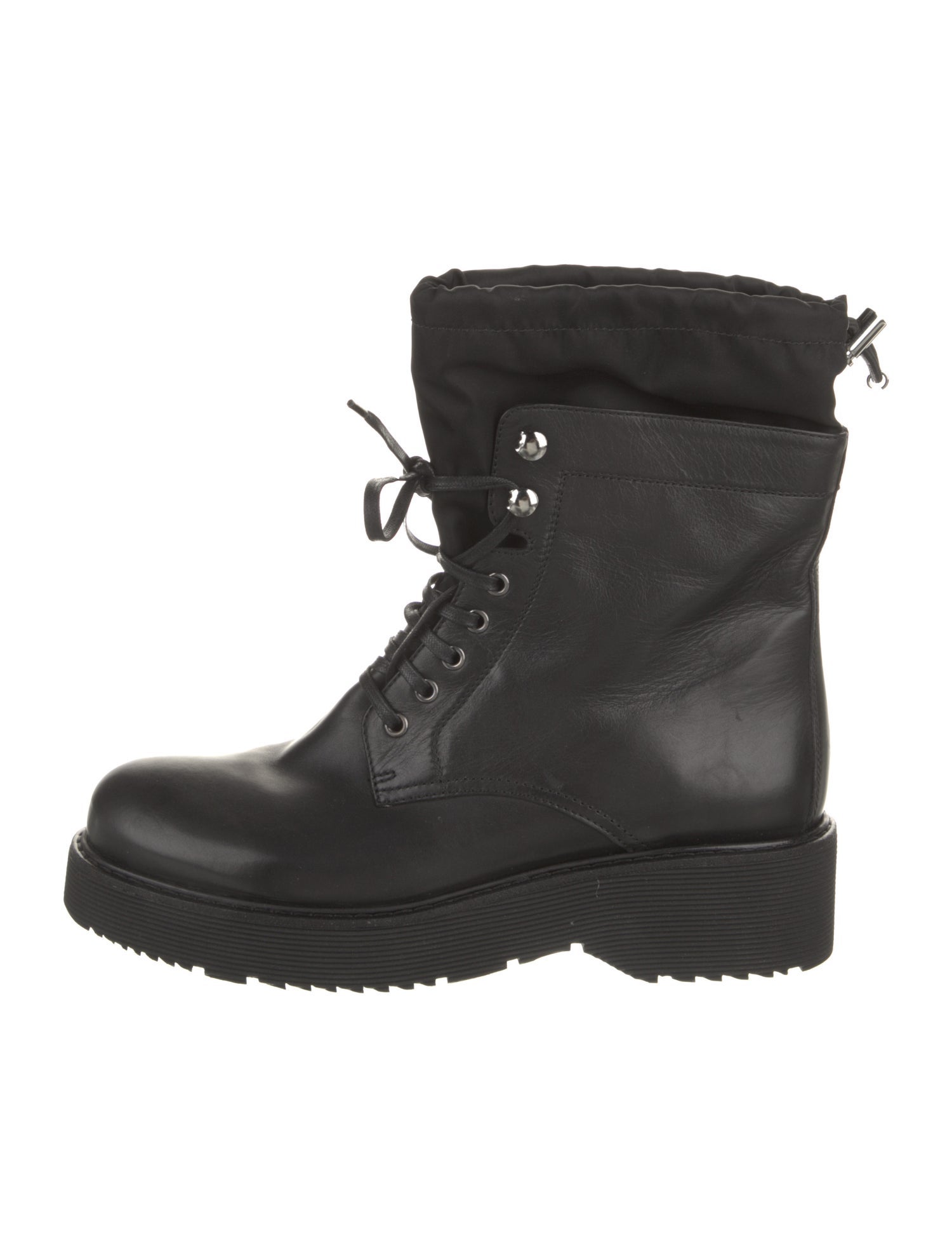 Prada Sport 3T6101 Leather Combat Boots