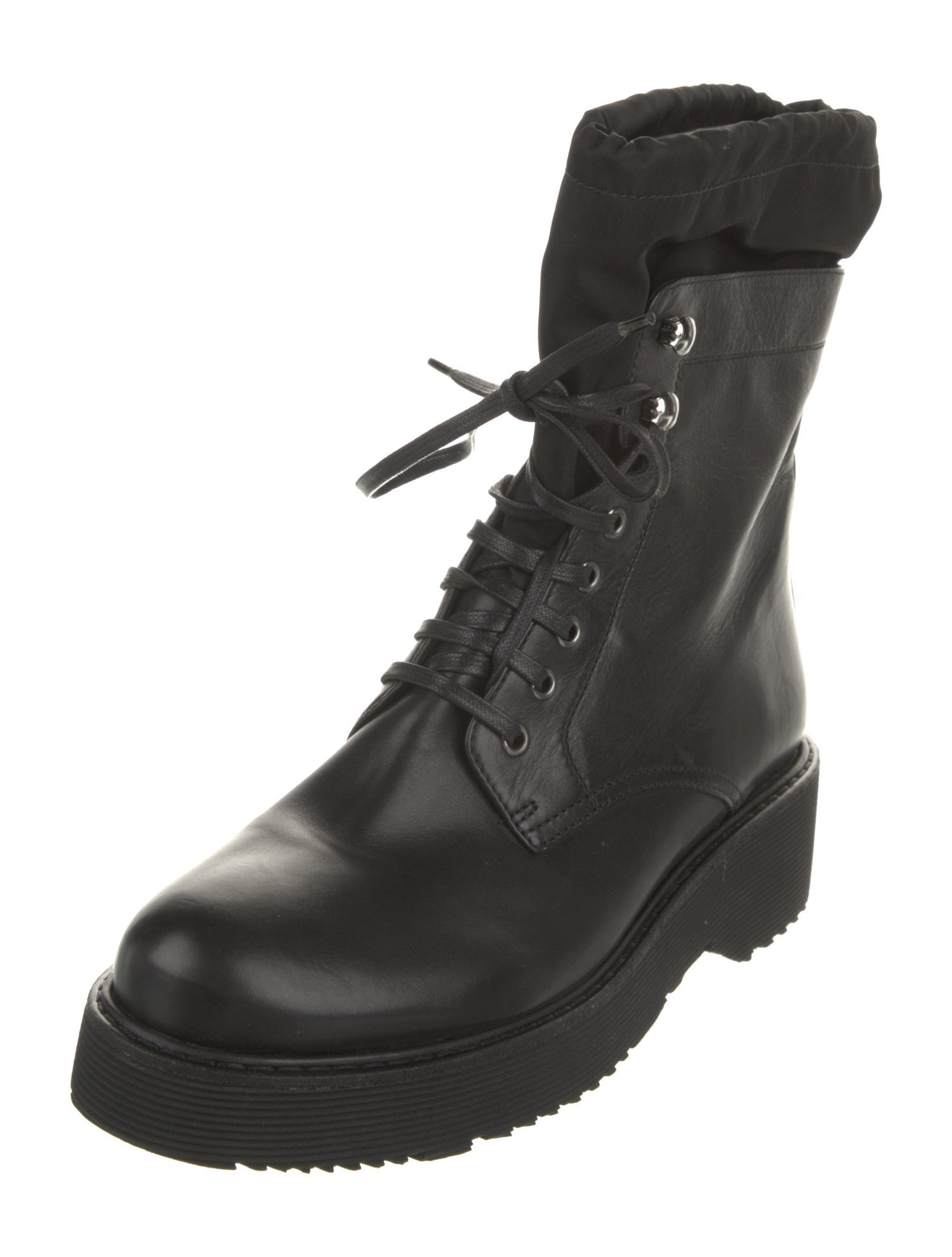 Prada Sport 3T6101 Leather Combat Boots