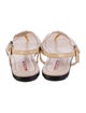 Prada Sport Enameled Metal Triangle Patent Leather T-Strap Sandals