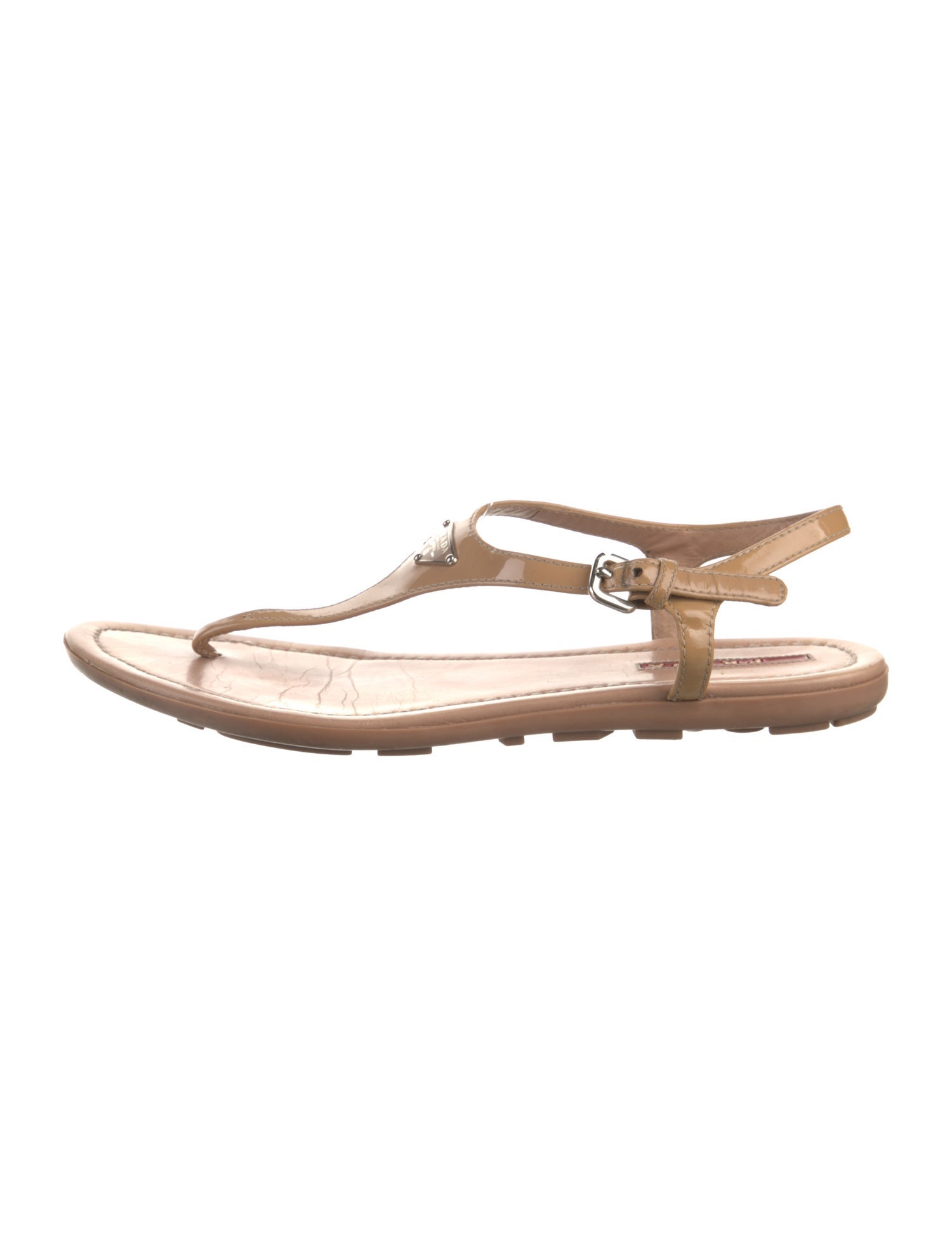 Prada Sport Patent Leather T-Strap Sandals