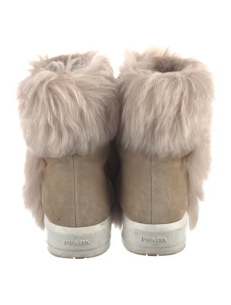 Prada Sport Suede Fur Trim Boots