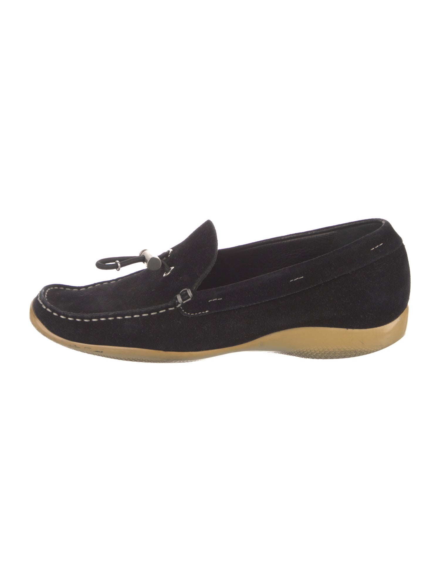Prada Sport Suede Whipstitch Trim Loafers