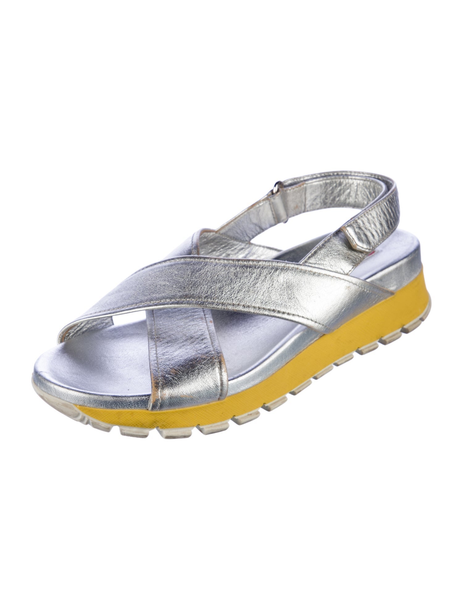Prada Sport Leather Slingback Sandals