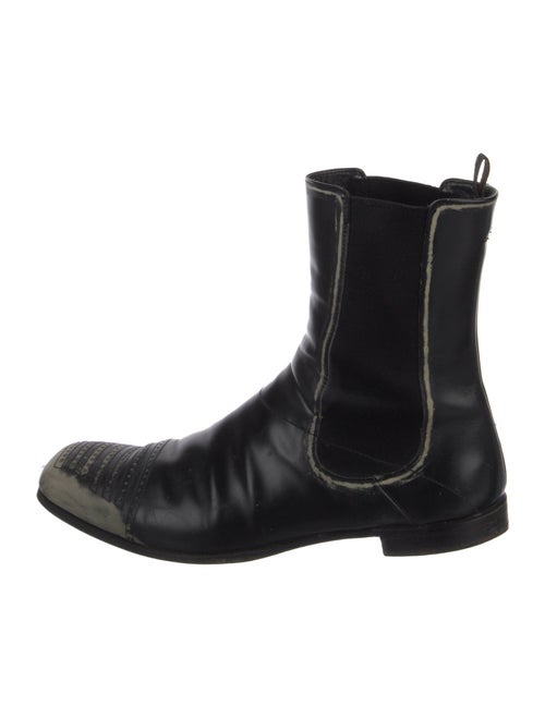 Prada Leather Distressed Accents Chelsea Boots