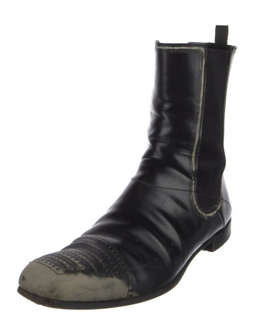 Prada Leather Distressed Accents Chelsea Boots